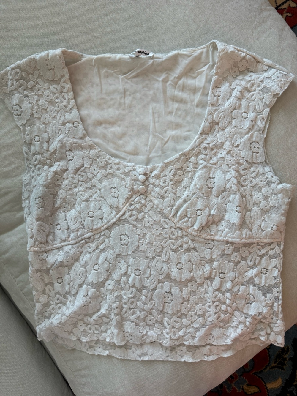 Reformation White Lace Top